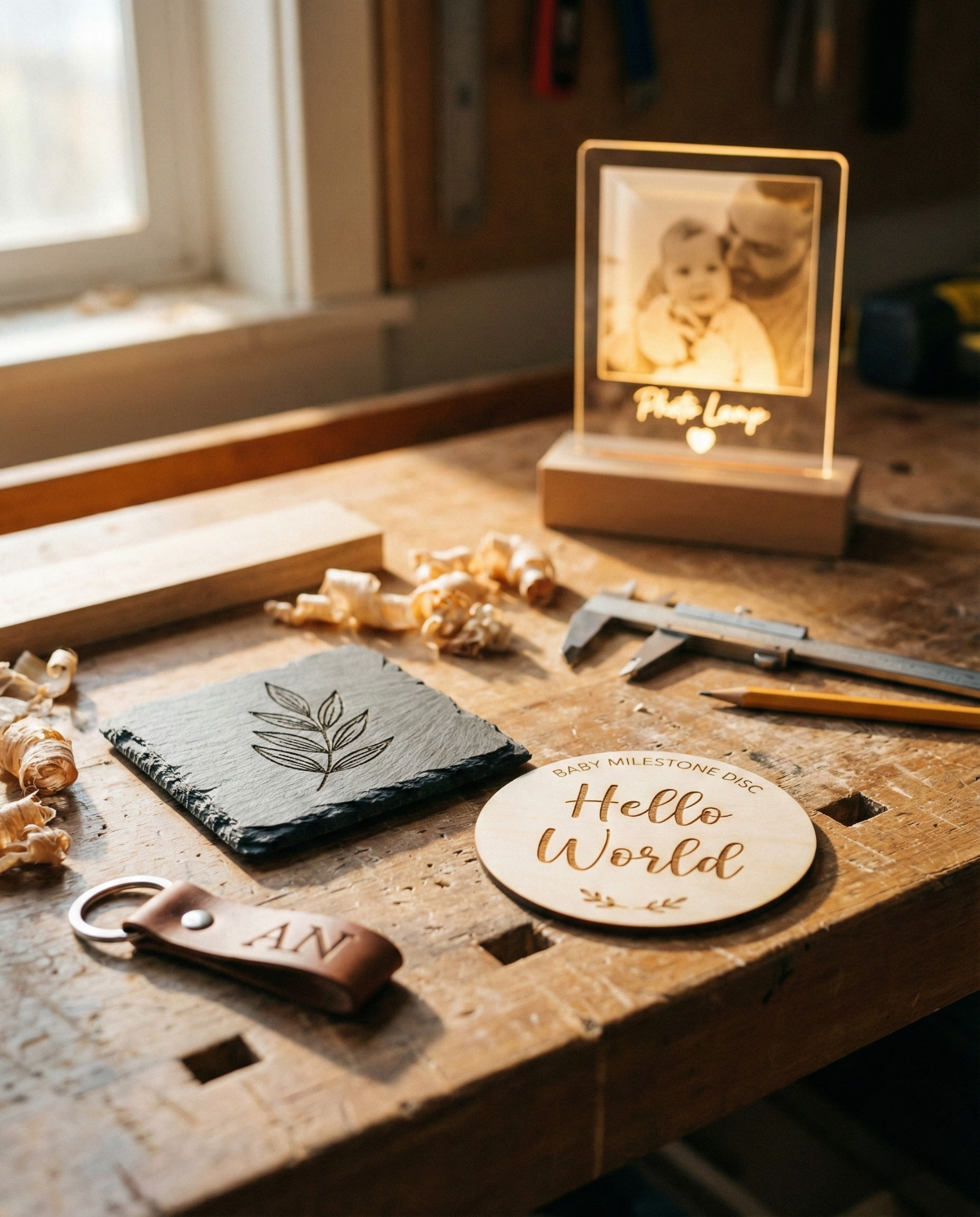 Vergelijking van hout of acryl materiaal voor gepersonaliseerde AtaNova cadeaus