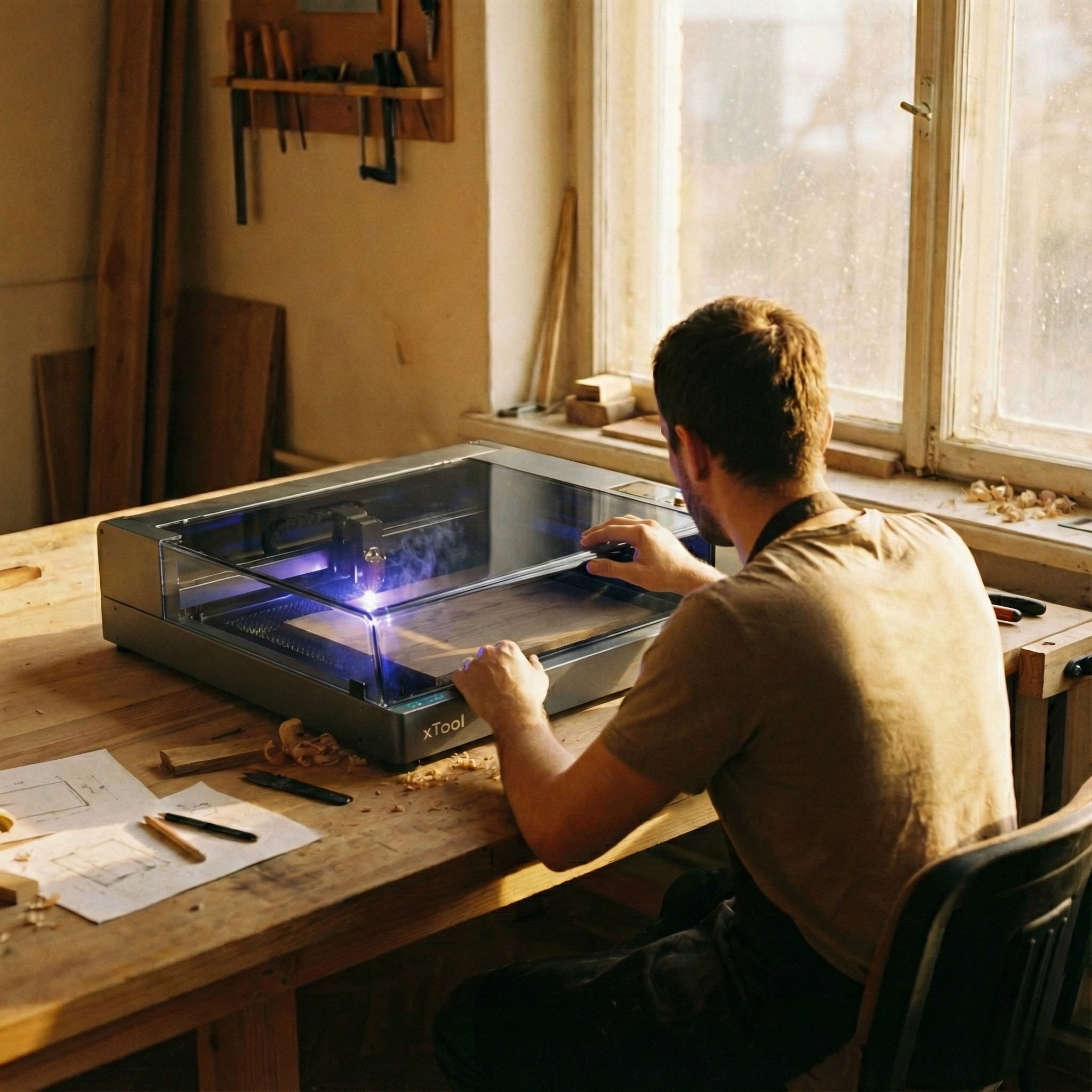 Edge-lit acrylic making an AtaNova engraved design glow