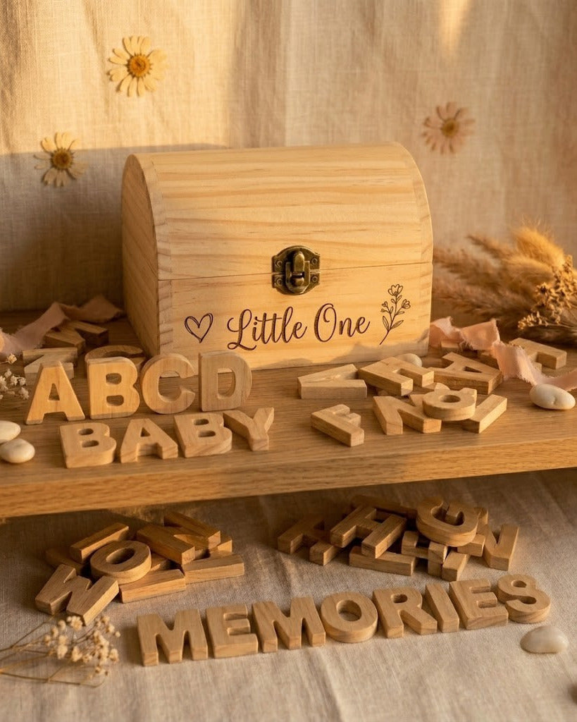 Wooden Alphabet Set — A–Z Letters & Keepsake Box