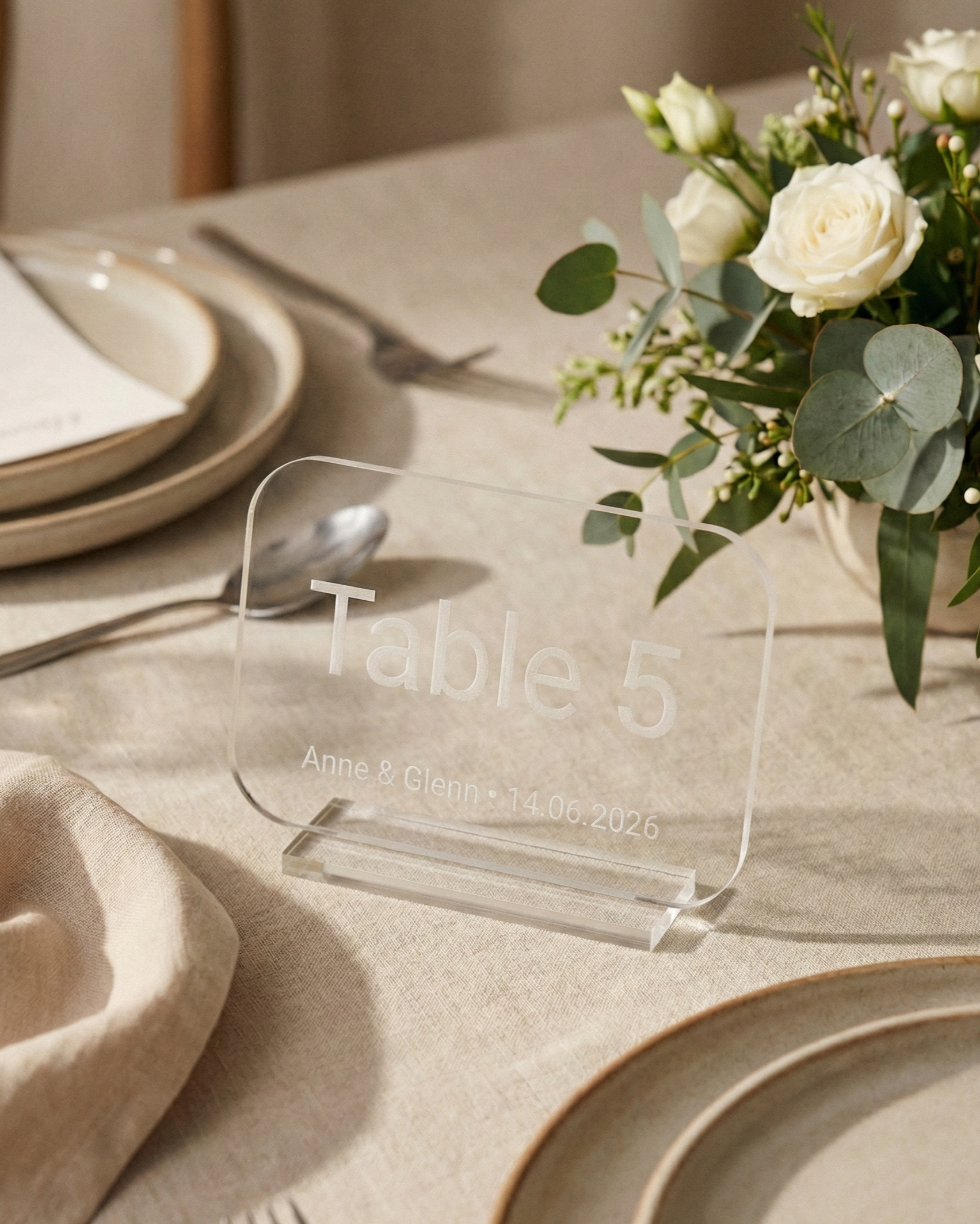 Personalised Wedding Table Numbers — Engraved Wood & Acrylic