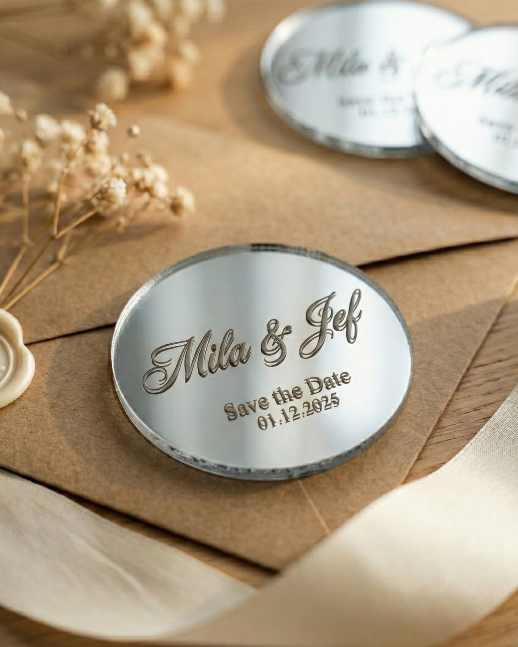 Personalisierte Save-the-Date-Magneten — Hochzeitsgeschenk
