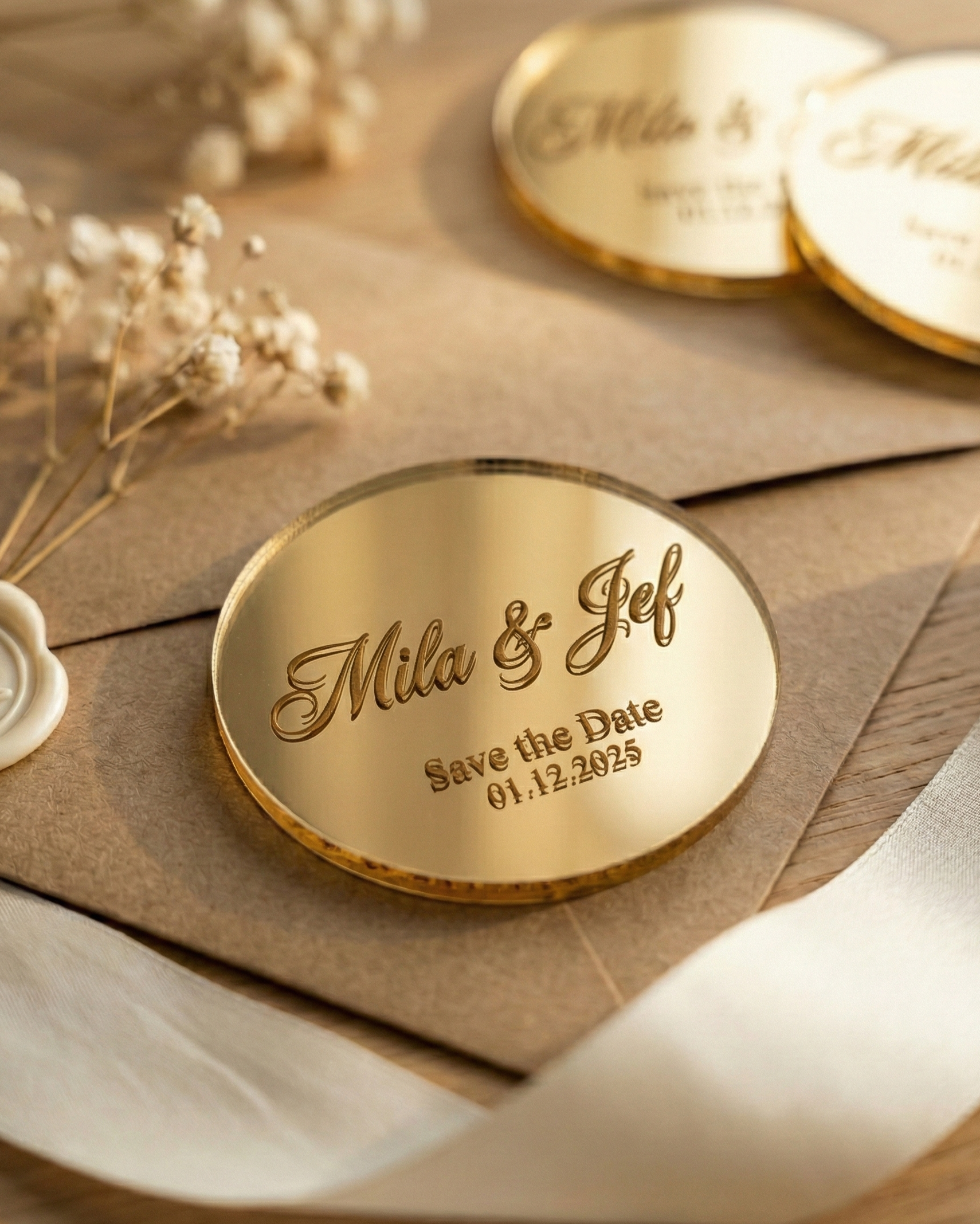 Personalisierte Save-the-Date-Magneten — Hochzeitsgeschenk
