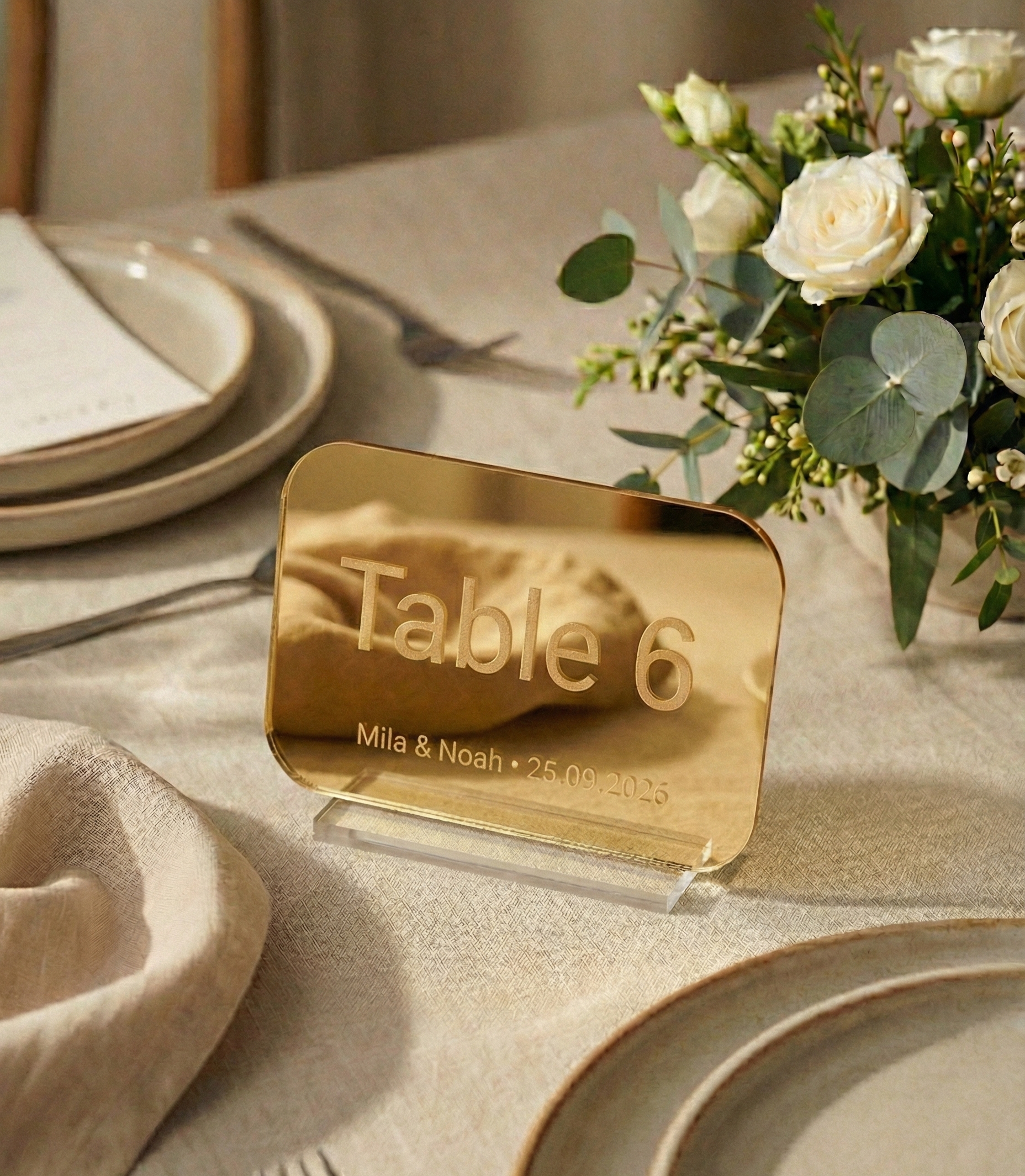 Personalised Wedding Table Numbers — Engraved Wood & Acrylic