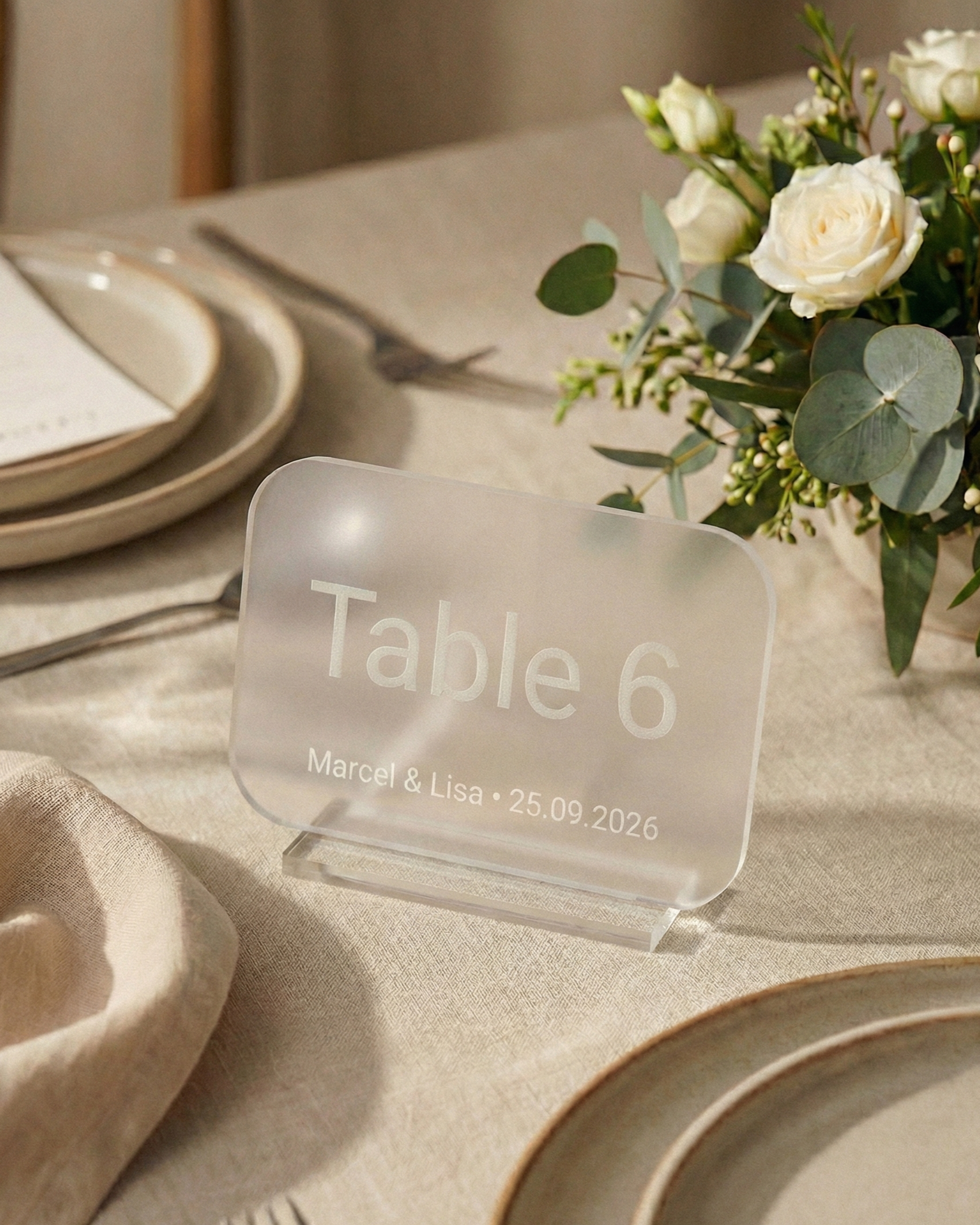 Personalised Wedding Table Numbers — Engraved Wood & Acrylic